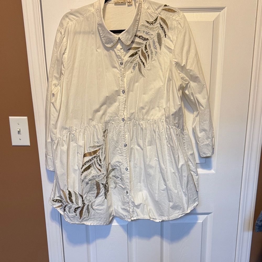Anthropologies  Holding Horses Ivory Sequin Blouse